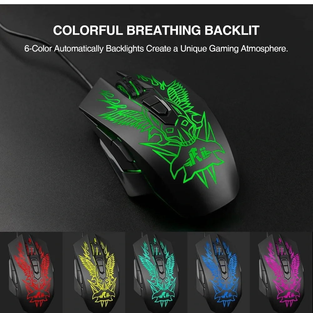 Gaming Mouse with Green LED Design